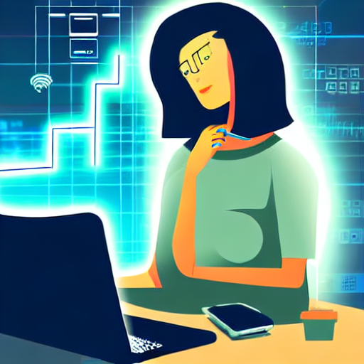 an image of a lady looking at her computer